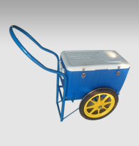 Ice cream hand push cart with cooling box