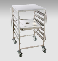 Stainless Steel Single-Line Tray Trolley with table